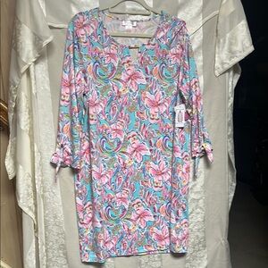 STELLA PARKER Bayou Blooms UPF50 Tunic Dress Stretch Size XL NWT